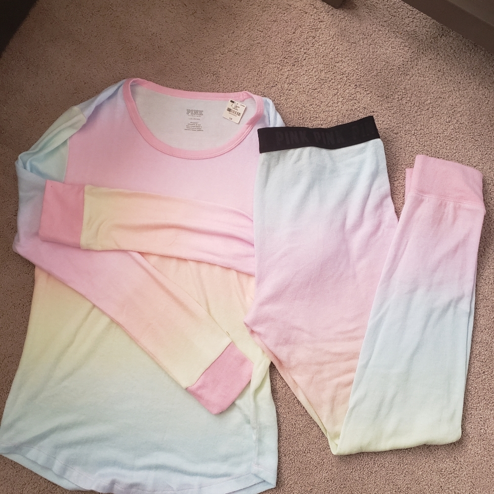 VS Pink tie dye pjs large